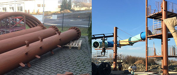 Boomstam En Toren Glijbaan Samen