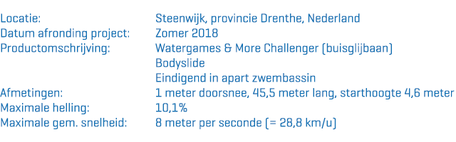 Productinformatie Referentiepagina Waterglijbaan Waterwyck Watergames & More Challenger Waterwyck